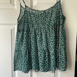 Divided XS Floral Ditsy Green Tank Top